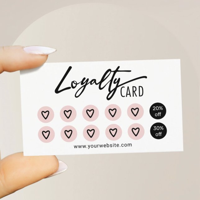 Cute Rosa Hearts Beauty Salon Spa Loyalty Lojalitetskort (Skapare uppladdad)