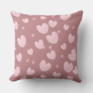 Cute Rosa Hearts Dekorativ kudde