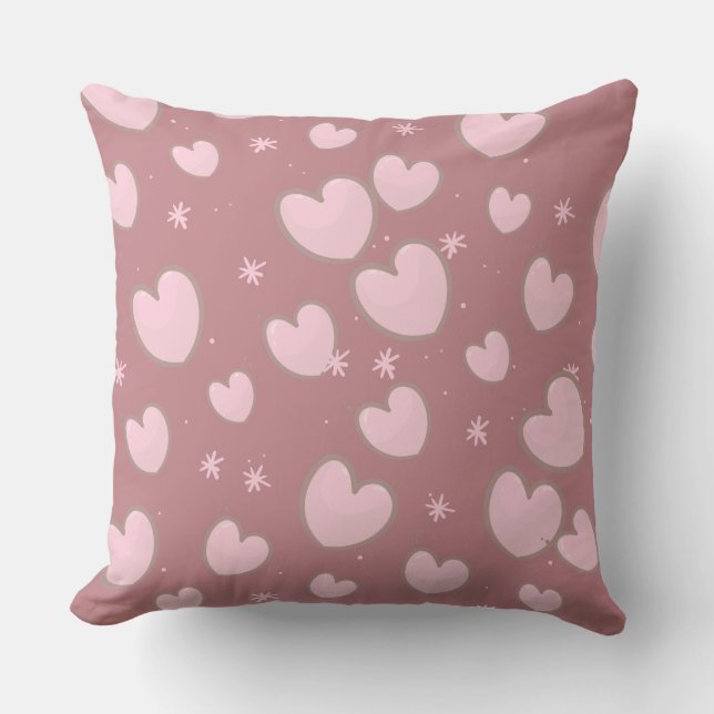 Cute Rosa Hearts Dekorativ kudde (Framsida)