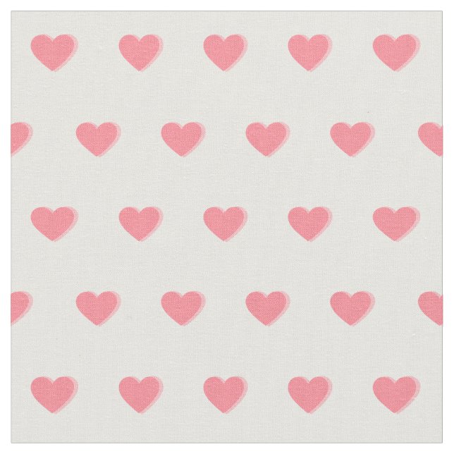 Cute Rosa Hearts Dot Mönster on White Tyg (Närbild)