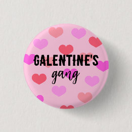 Cute Rosa Hearts Galentines Day Anpassningsbar Knapp