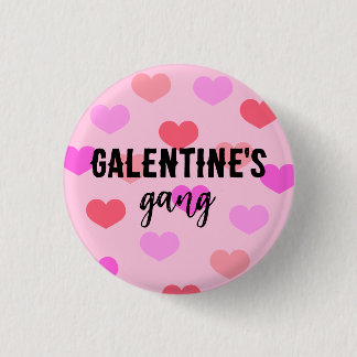Cute Rosa Hearts Galentines Day Anpassningsbar Knapp