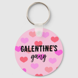 Cute Rosa Hearts Galentines Day Anpassningsbar Nyckelring
