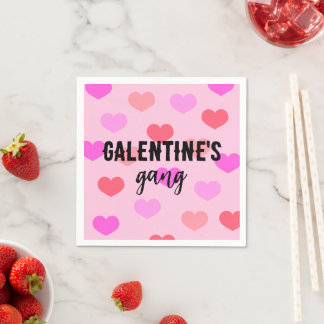 Cute Rosa Hearts Galentines Day Anpassningsbar Pappersservett