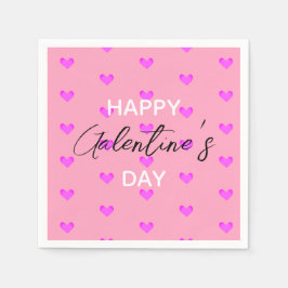 Cute Rosa Hearts Lycklig Galentines Day Pappersservett