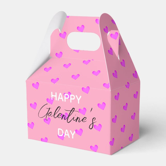 Cute Rosa Hearts Lycklig Galentines Day Presentaskar (Framsidan Sidan)