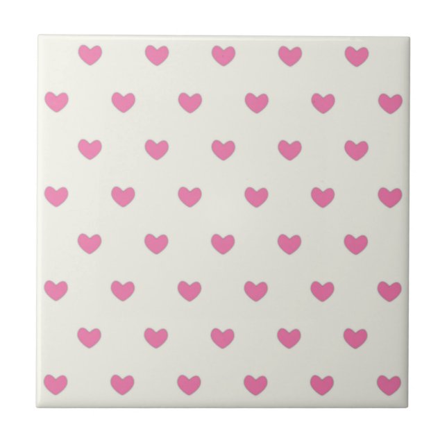 Cute Rosa Hearts Mönster Kakelplatta (Framsidan)