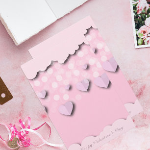 Cute Rosa Hearts on Strings & Clouds Valentine Brevpapper