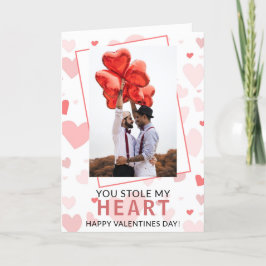 Cute Rosa Hearts Photo Valentines day Helgkort