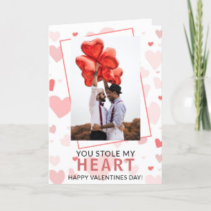 Cute Rosa Hearts Photo Valentines day Helgkort