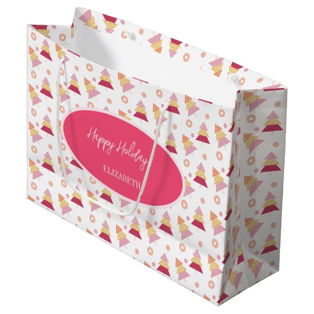 Cute Rosa  Helgdag Träd (Framsidan Vinklad)