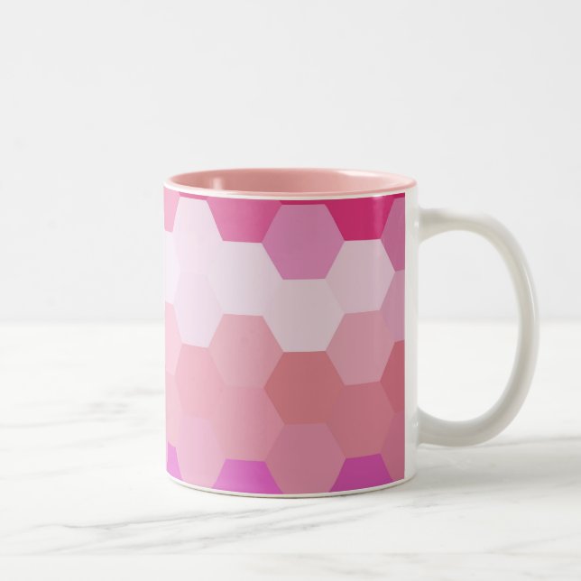 Cute Rosa Hexagon Chevron Mönster Två-Tonad Mugg (Höger)