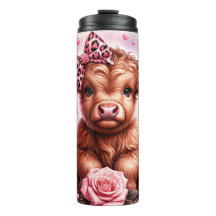 Cute Rosa Highland Cow Thermal Tumbler