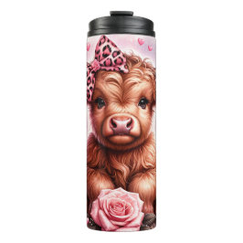 Cute Rosa Highland Cow Thermal Tumbler