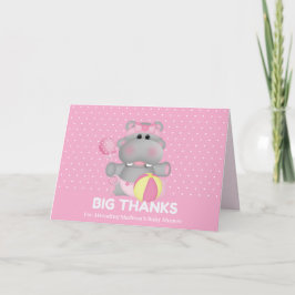 Cute Rosa Hippo Big Tack you Card Kort