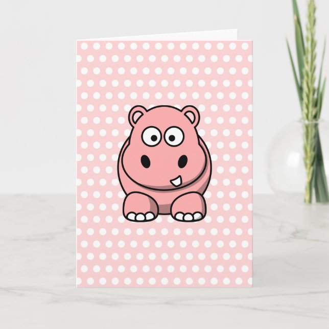 Cute Rosa Hippo Kort (Framsida)