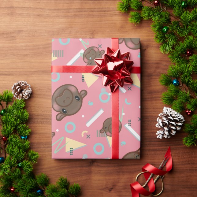 Cute Rosa Hippo Presentpapper (Julgåva)