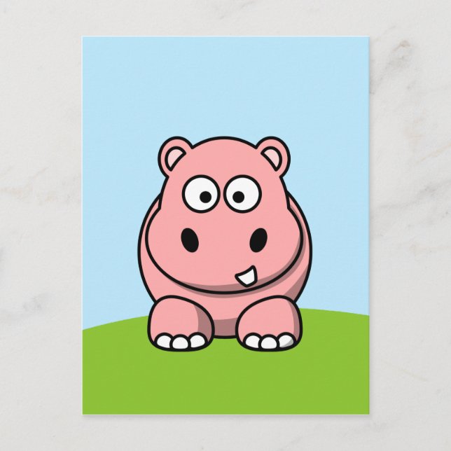 Cute Rosa Hippo Vykort (Framsida)