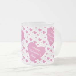 Cute rosa-hjärtan romantisk mönster frostad glasmugg