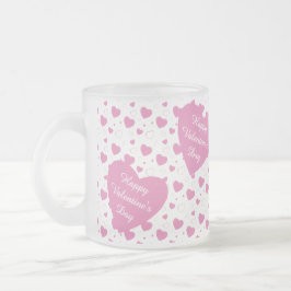 Cute rosa-hjärtan romantisk mönster frostad glasmugg
