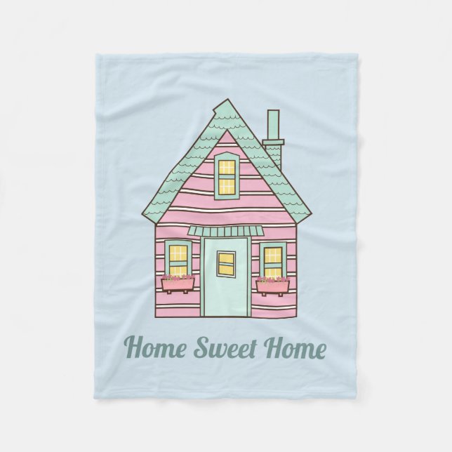 Cute Rosa House Home Sweet Home Fleecefilt (Framsidan)
