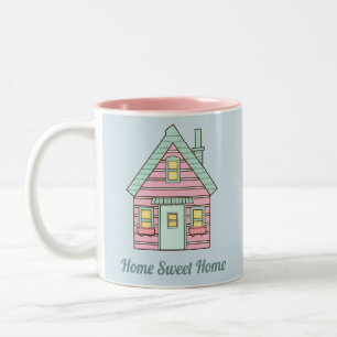 Cute Rosa House Home Sweet Home Två-Tonad Mugg