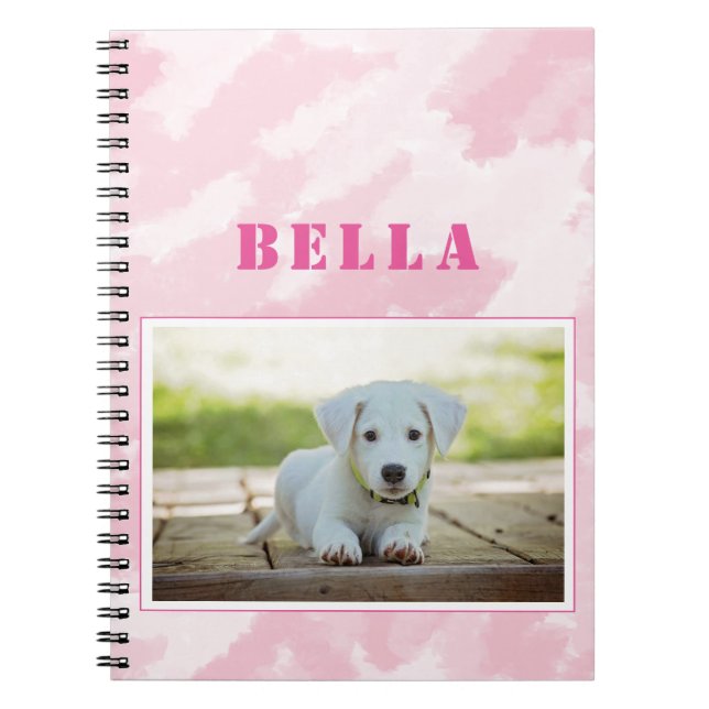 Cute Rosa Hund Photo och Namn Anteckningsbok (Framsidan)