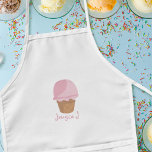 Cute Rosa Ice Cream Cone Personlig Kids Apron Barnförkläde<br><div class="desc">Ska du kasta en glassbas åt din lilla? Låt inte den  ruinera deras utsugningsspel! Ge dem den här toppen söta personligen Cute Rosa Ice Cream Cone Apron för barn. Perfekt för alla lektider som slutar i kaos (läs: glass krig!).</div>
