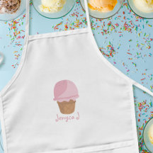 Cute Rosa Ice Cream Cone Personlig Kids Apron