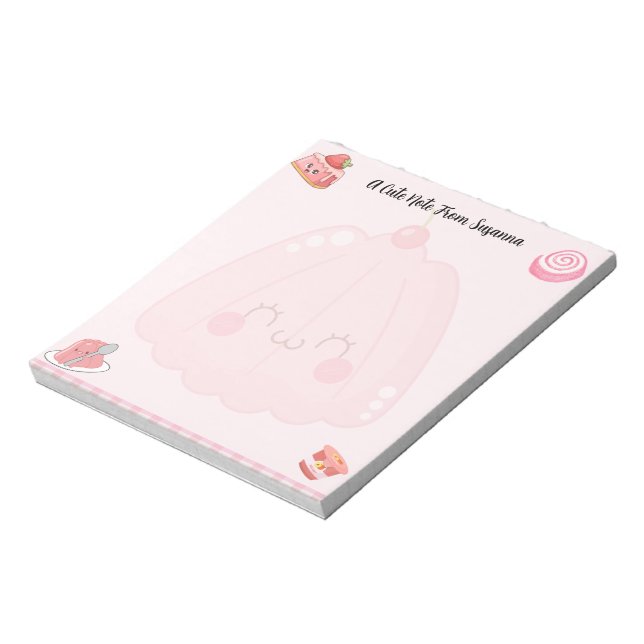 Cute Rosa Jelly Desserts Anteckningsblock (Roterad)