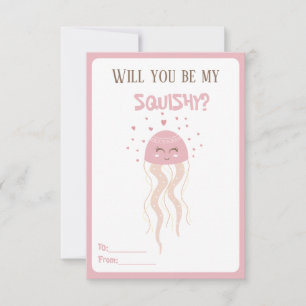 Cute Rosa Jellyfish Hearts Valentines Classroom