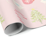 Cute Rosa jul Helgdag Mönster Presentpapper<br><div class="desc">Den här söta helgdag som omsluter pappra har en ljus rosa bakgrund med halvton,  hett choklad,  julgran och candy cane. Anpassa den efter dina behov. Du hittar matchande produkter i min butik.</div>