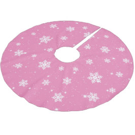 Cute Rosa-jul Snowflake Winter Mönster Julgransmatta Borstad Polyester