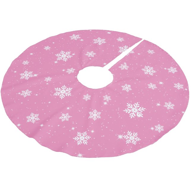 Cute Rosa-jul Snowflake Winter Mönster Julgransmatta Borstad Polyester (Vinklad)