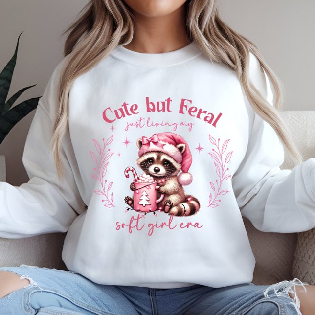 Cute Rosa-jul T Shirt (Christmas sweatshirt for Women - Adorable Pink Christmas vibes - Baby Raccoon Girl)