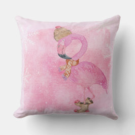 Cute Rosa jul Vinter Flamingo Bird Kudde