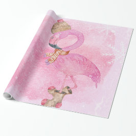 Cute Rosa jul Vinter Flamingo Bird Presentpapper