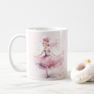 Cute rosa Julballerina, vattenfärg Kaffemugg