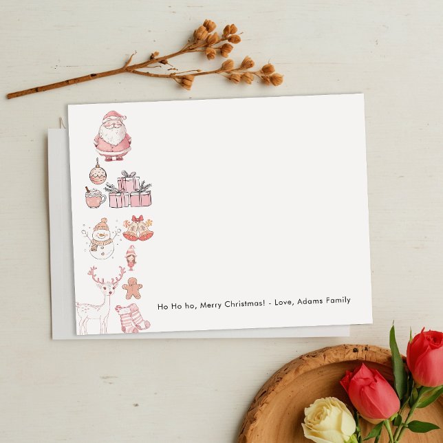 Cute Rosa-julfamiljen Anteckningskort (Skapare uppladdad)