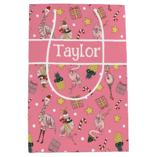 Cute Rosa Julflamingo och ananas Mönster