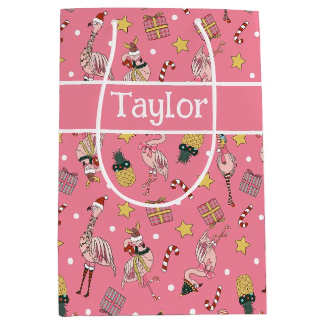 Cute Rosa Julflamingo och ananas Mönster (Framsidan)