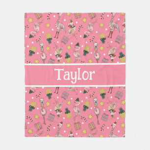 Cute Rosa Julflamingo och ananas Mönster Fleecefilt