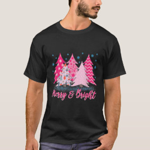 Cute Rosa Julgran Merry and Bright Julafton Cots T Shirt