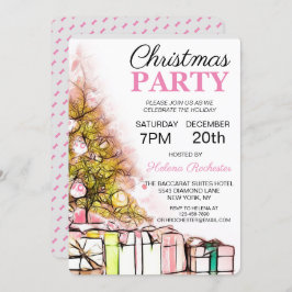 Cute Rosa Julgran & Presenter Helgdag Inbjudningar