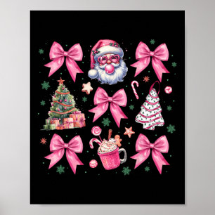 Cute Rosa-julkokvett Bow Santa Hett Cocoa G Poster
