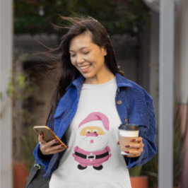 Cute rosa Jultomten och anpassningsbar citat T Shirt