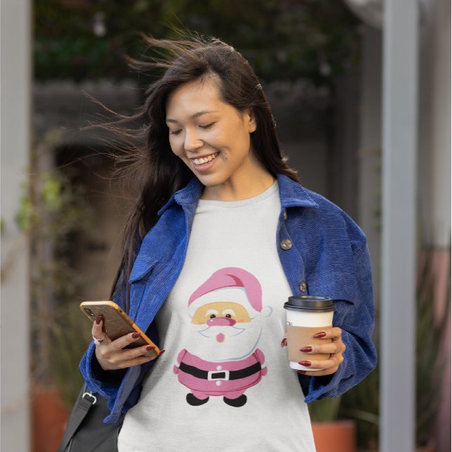 Cute rosa Jultomten och anpassningsbar citat T Shirt (Skapare uppladdad)