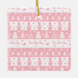 Cute Rosa julvintergåvor Julgransprydnad Keramik