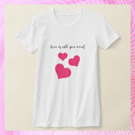 Cute Rosa Kärlek och Hearts T Shirt
