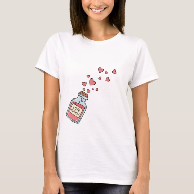 Cute Rosa Kärlek Potion T Shirt (Framsida)